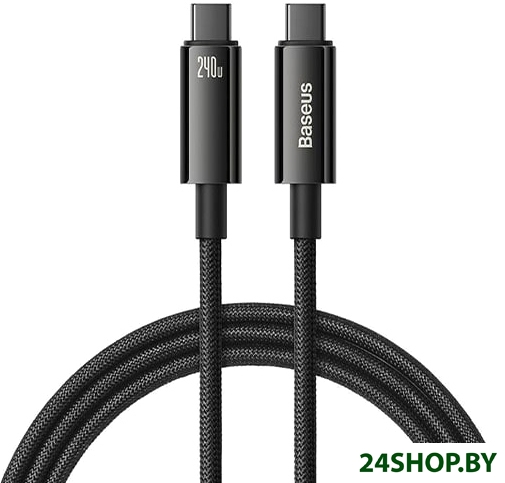 Кабель Baseus Tungsten Gold Fast Charging Data Cable USB Type-C - USB Type-C (3 м, черный) Кабель Baseus Tungsten Gold Fast Charging Data Cable USB Type-C - USB Type-C (3 м, черный)