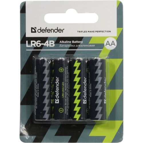 Батарейки Defender AA 4 шт LR6-4B Батарейки Defender AA 4 шт LR6-4B