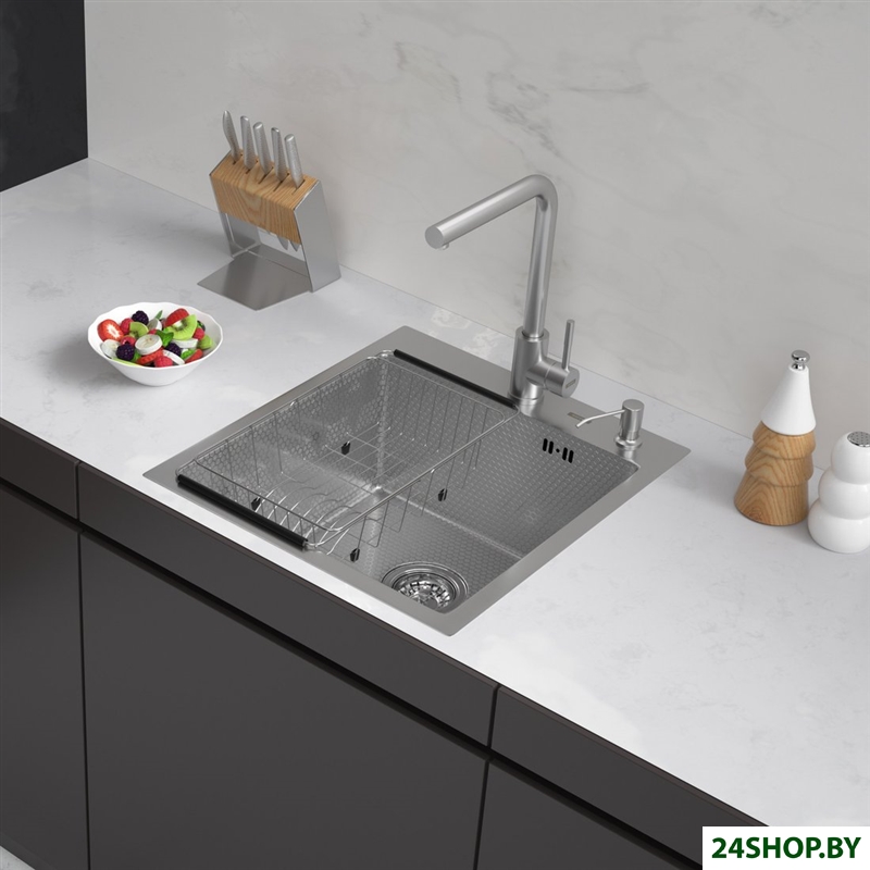 Кухонная мойка ARFEKA ECO AR мойка 450*500, коландер F, дозатор SATIN DECOR Кухонная мойка ARFEKA ECO AR мойка 450*500, коландер F, дозатор SATIN DECOR