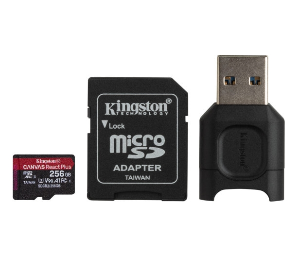 Карта памяти Kingston Canvas React Plus microSDXC 256GB (с адаптером и кардридером) Карта памяти Kingston Canvas React Plus microSDXC 256GB (с адаптером и кардридером)