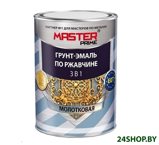 Грунт-эмаль Master Prime По ржавчине 3 в 1 молотковая 2 л (охра) Грунт-эмаль Master Prime По ржавчине 3 в 1 молотковая 2 л (охра)