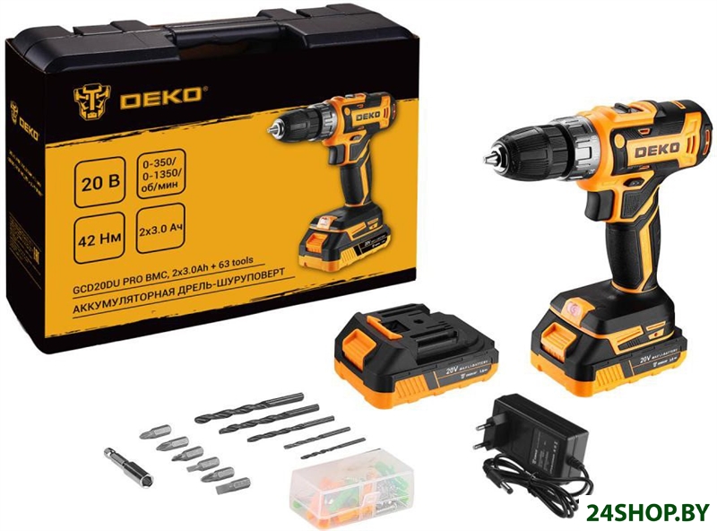 Дрель-шуруповерт Deko GCD20DU PRO Set63 083-1039 (с 2-мя АКБ, кейс) Дрель-шуруповерт Deko GCD20DU PRO Set63 083-1039 (с 2-мя АКБ, кейс)