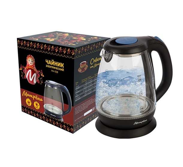 Электрочайник МАТРЁНА MA-008 (стекло/чёрный) Электрочайник МАТРЁНА MA-008 (стекло/чёрный)