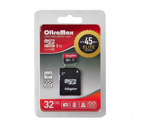 Карта памяти Oltramax Elite OM032GCSDHC10UHS-1-ElU1 microSDHC 32GB (с адаптером) Карта памяти Oltramax Elite OM032GCSDHC10UHS-1-ElU1 microSDHC 32GB (с адаптером)