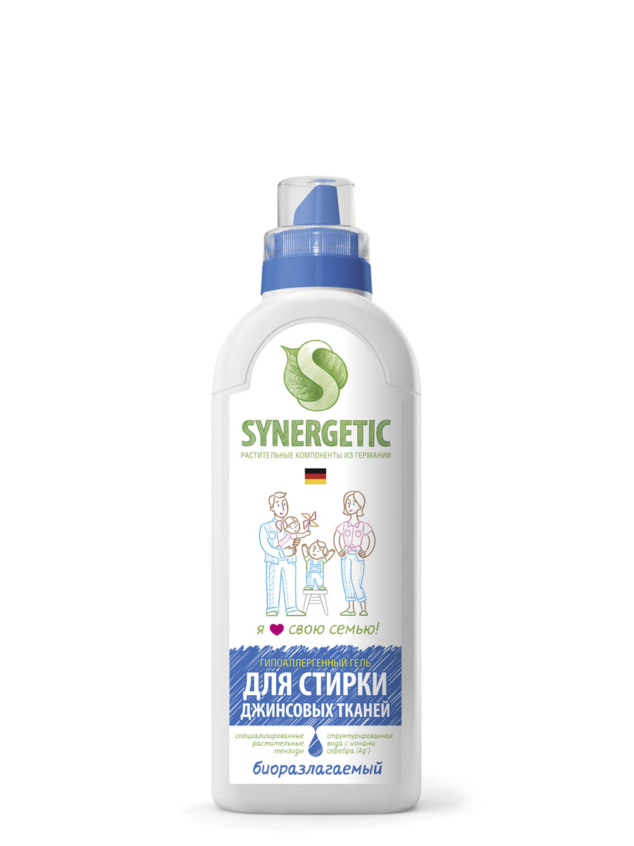 SYNERGETIC Биоразлагаемый концентрированный гель для стирки джинсовых тканей, 0,75л SYNERGETIC Биоразлагаемый концентрированный гель для стирки джинсовых тканей, 0,75л