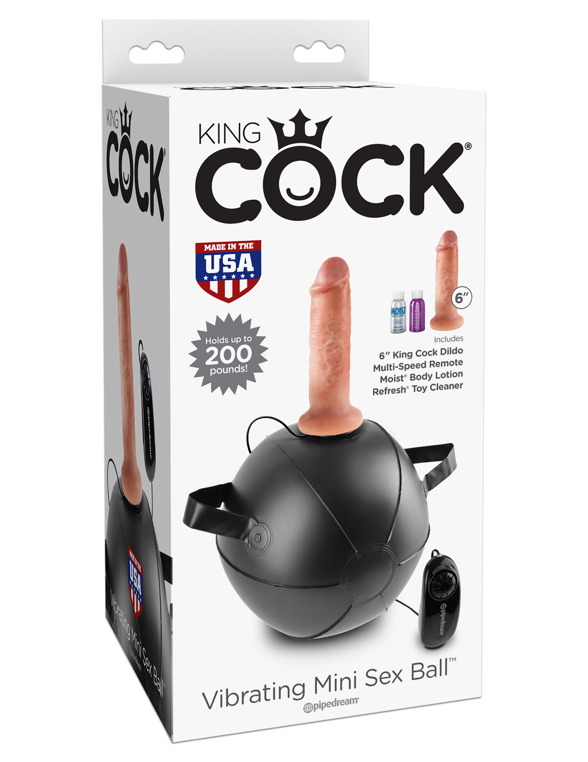 Мяч с насадкой и вибрацией King Cock Vibrating Mini Sex Ball with 6