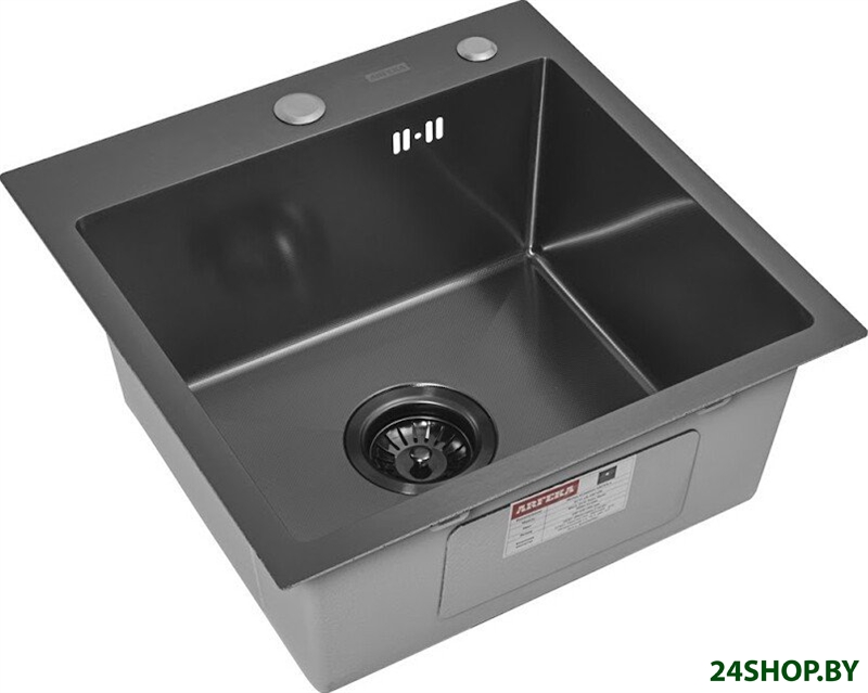 Кухонная мойка ARFEKA ECO AR 450*450 BLACK PVD NANO DECOR MILLET GRAINS (настольная) Кухонная мойка ARFEKA ECO AR 450*450 BLACK PVD NANO DECOR MILLET GRAINS (настольная)
