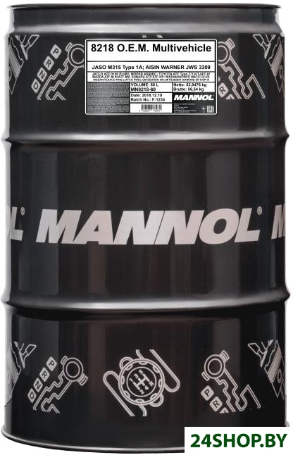 Трансмиссионное масло Mannol O.E.M. Multivehicle JWS 60л Трансмиссионное масло Mannol O.E.M. Multivehicle JWS 60л