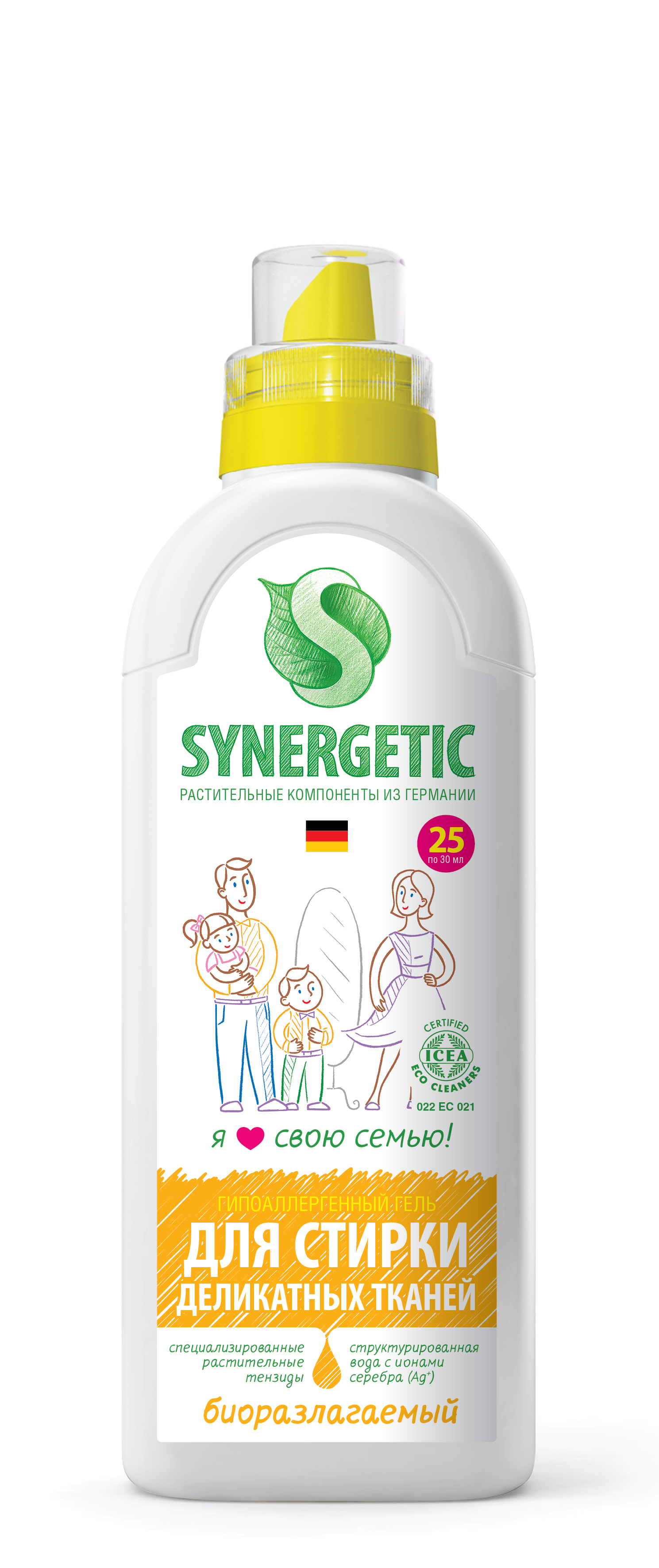 SYNERGETIC Биоразлагаемый концентрированный гель для стирки деликатных тканей, 0,75 л SYNERGETIC Биоразлагаемый концентрированный гель для стирки деликатных тканей, 0,75 л
