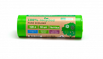 MirPack PURE ECOLOGY Мешки для мусора, ПВД, 30 мкм, зеленые, 70*110 см, 120 л, 10 шт
