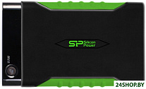 Картинка Переносной жесткий диск Silicon Power Armor A15 2Tb (черный/зеленый) (SP020TBPHDA15S3K)
