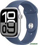 Watch Series 10 46 мм (алюминиевый корпус, серебристый/синий, спортивный силиконовый ремешок M/L)