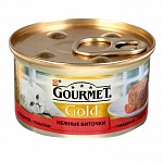 Картинка Консервированный корм для кошек Gourmet Gold нежные биточки с говядиной и томатами (85 г)
