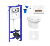 Картинка Унитаз Lavinia Boho Relfix Grance Hill Rimless 7 в 1 87561050 (белый/дерево стекло)