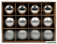 Картинка Набор ёлочных шаров Winter Glade 6012G002 (12 шт, серебряный)
