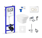 Картинка Унитаз Lavinia Boho Relfix Bristol Rimless 10 в 1 75110683 белый/золотистый пластик