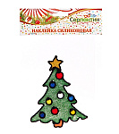 Картинка Наклейка на окно Серпантин Елочка с шариками 15х18 см (зеленый) 196-300