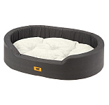 Картинка Лежанка для животных Ferplast Dandy 65 F [82943097] (с мехом, черный/белый)