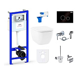 Картинка Унитаз Lavinia Boho Relfix One Rimless 10 в 1 98010048 (черное стекло)