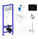 Картинка Унитаз Lavinia Boho Relfix Bristol Rimless 9 в 1 97010084 (черное стекло)