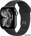 Умные часы Apple Watch Series 11 46 мм (алюминиевый корпус, черный/черный, спортивный силиконовый ре