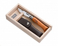 Картинка Нож туристический OPINEL №8 / 000815 (углеродистая сталь, бук, с чехлом и в деревянной коро