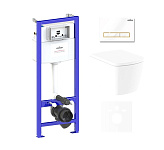 Картинка Унитаз Lavinia Boho Relfix Aveo Rimless 6 в 1 75110249 (белый/золотистый пластик)