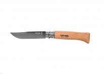 Картинка Нож туристический OPINEL №8 / 001089 (нержавеющая сталь, бук, с кожаным темляком и чехлом)