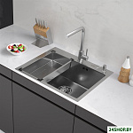 Eco AR мойка 600*500, коландер G, дозатор Satin Decor Volcanic