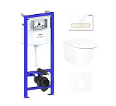 Картинка Унитаз Lavinia Boho Relfix Biore Rimless 6 в 1 75110181 (белый/золотистый пластик)