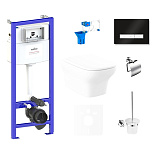 Картинка Унитаз Lavinia Boho Relfix Bristol Rimless 9 в 1 75110381 (черный/белый стекло)