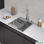 Eco AR мойка 450*500, коландер, дозатор SATIN DECOR MILLET GRAINS