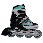 Картинка Роликовые коньки Vimpex Sport PW-155B-3 (р. 32-35, черный/бирюзовый)