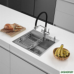 ECO AR мойка 500*500, коландер, дозатор SATIN DECOR VOLCANIC ROCK