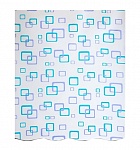 Картинка Шторка-занавеска для ванны Savol S-01718H (фиолетово-бирюзовые квадраты)