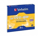 Картинка Диск DVD+RW Verbatim 4.7Gb 4x Slim case (3шт) (43636)