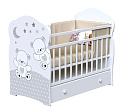Детская кроватка VDK Funny Bears маятник и ящик (белый)