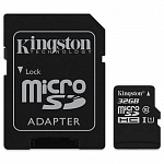 Картинка Флеш-накопитель Kingston microSDHC 32Gb Class10 SDCS/32GB + adapter