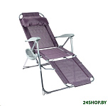 Картинка Складной шезлонг Ника КШ3/1 с полкой (баклажановый)