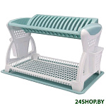 Картинка Сушилка для посуды Эльфпласт EP065 (серо-голубой/белый)
