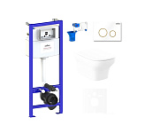 Картинка Унитаз Lavinia Boho Relfix Bristol Rimless 7 в 1 75110234 (белый/золотистый пластик)