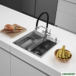 Eco AR мойка 500*500, коландер G, дозатор Satin Decor Volcanic