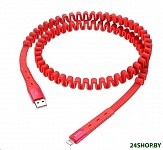 Картинка Кабель Hoco U78 Cotton Treasure USB - Lightning (1.2 м, красный)