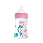 Картинка Бутылочка Chicco Well-Being Girl 150 мл (0м+) (с силиконовой соской) (00028611100000)