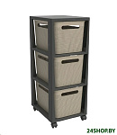 Картинка Комод пластиковый Rotho Brisen Tower 1049707422 (3x16л, бежевый/черный)