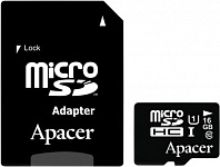 Картинка Карта памяти Apacer microSDHC UHS-I (Class 10) 16GB + адаптер (AP16GMCSH10U1-R)