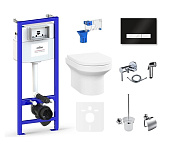 Картинка Унитаз Lavinia Boho Relfix Grance Hill Rimless 10 в 1 75110757 (черный/белый стекло)