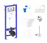 Картинка Унитаз Lavinia Boho Relfix Bristol Rimless 9 в 1 75110385 (белый/золотистый пластик)