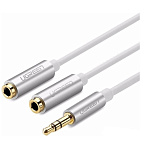 Картинка Удлинитель UGREEN AV123 3.5 мм - 3.5 мм (0.5 м, белый/серебристый)