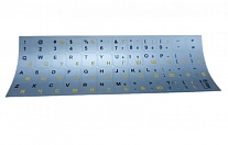Картинка Наклейка на клавиатуру серебристая (желтые русские буквы)